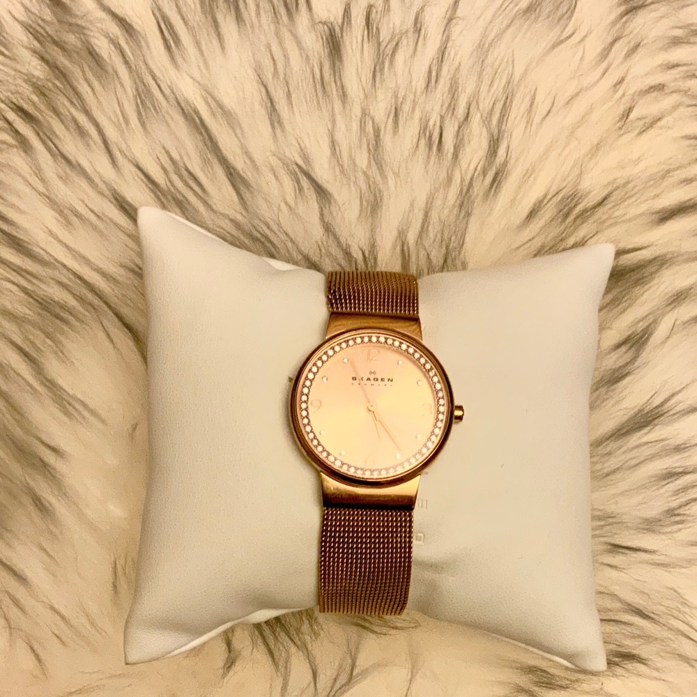 Rose Gold Skagen Watch with Diamonds